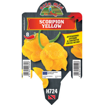 Peperoncino piccante  HOT - Scorpion giallo - 1 pianta vaso 10 - Orto Mio